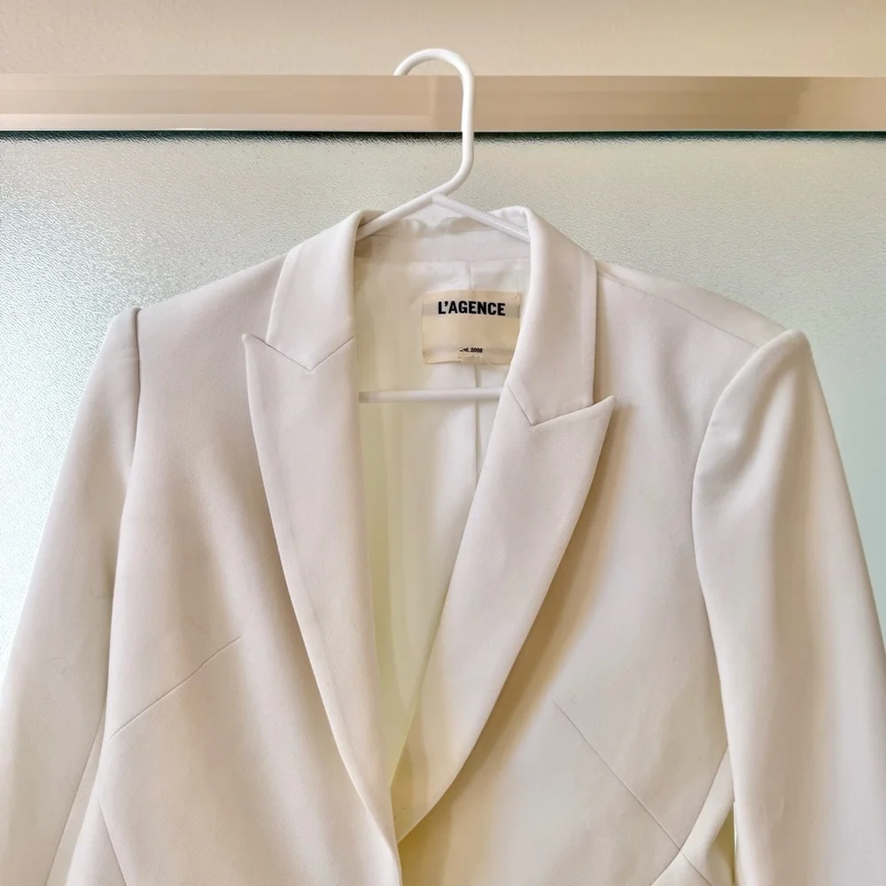 L’AGENCE Chamberlain Classic Tailored Blazer in Ivory Sz 4